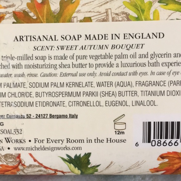 Fall Harvest Scented Shea Butter Designer Hand Soap Made in England NWT 8.7oz - Picture 10 of 14